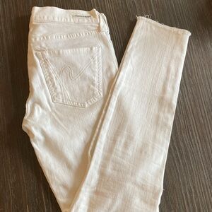 Citizens of Humanity ladies white denim in size 26.  Distressed with raw hemline